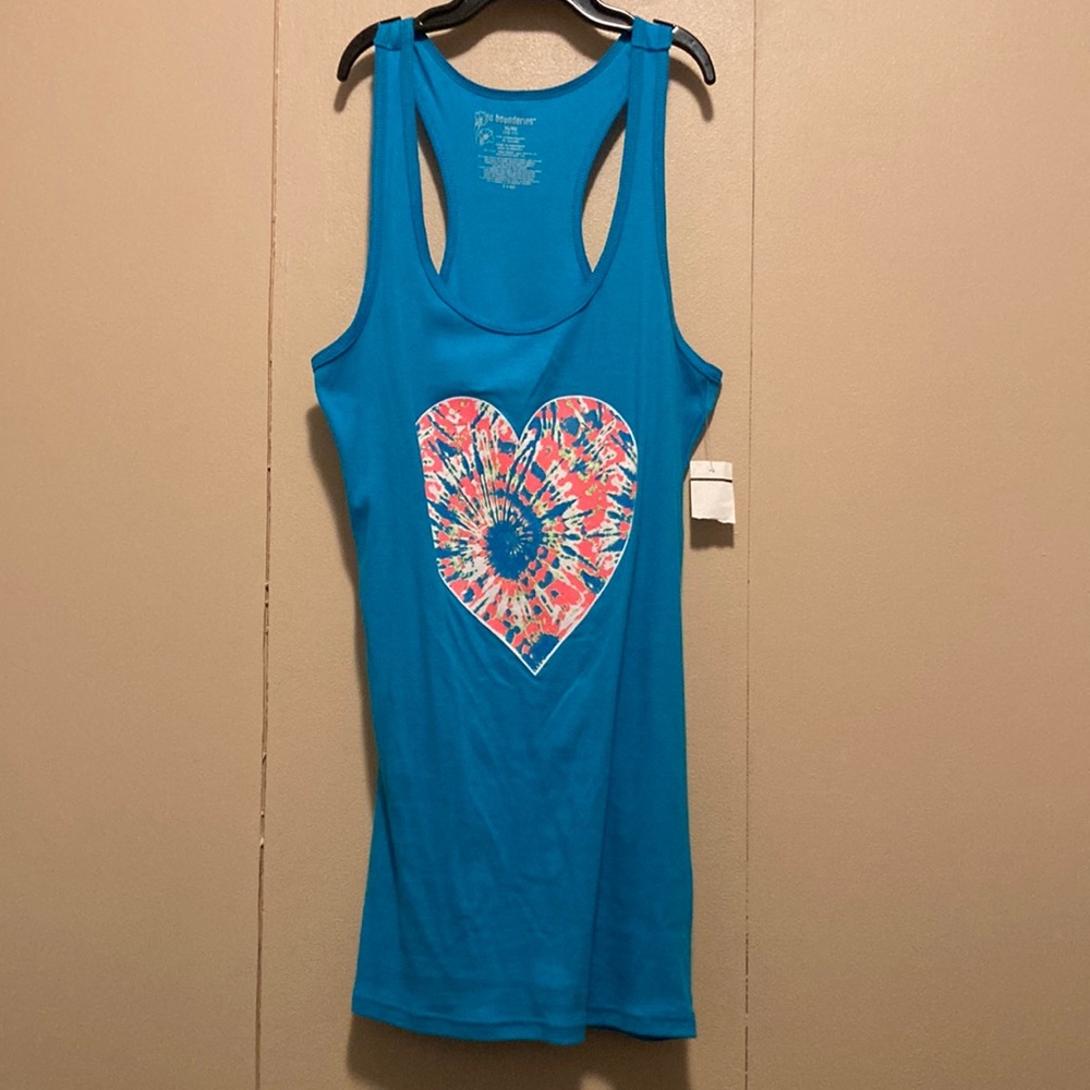 Turquoise Tank w/Heart Juniors 15/17 OR Small SwimSuit Coverup NWT